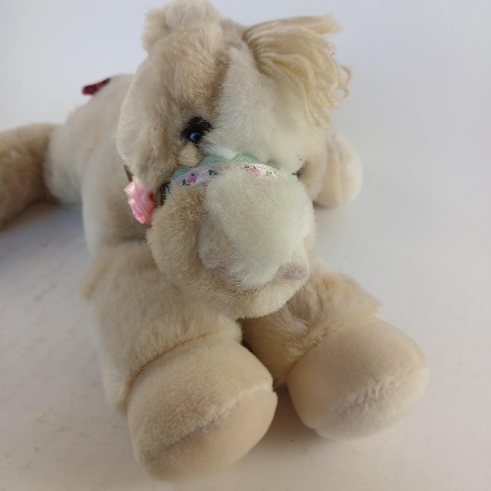 Vintage Commonwealth Plush Horse Neighing Yarn Hair Stuffed Animal 10"  READ